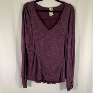 Blu Pepper Blouse Women's XXL Red Vneck Long Sleeve Lightweight NWOT Dry Clean